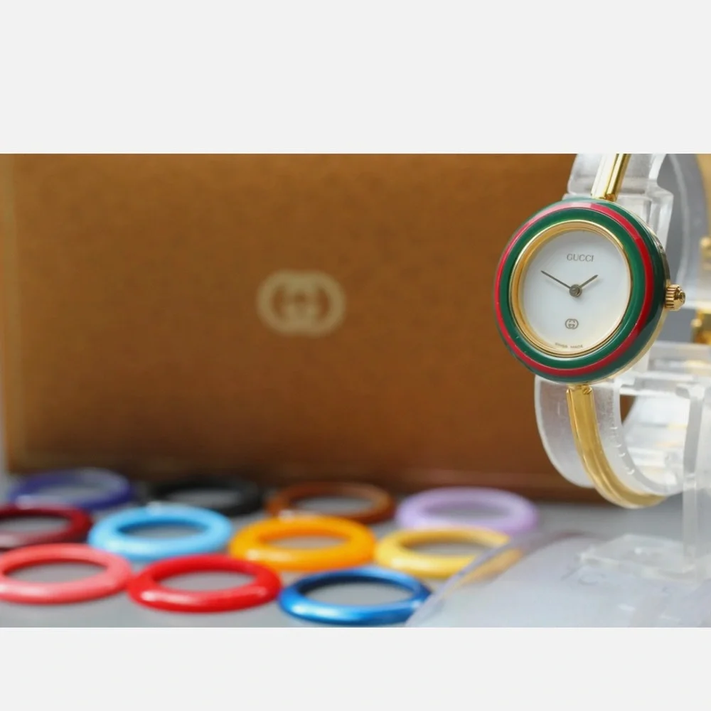 Gucci Gold Watch with Colorful Bezels